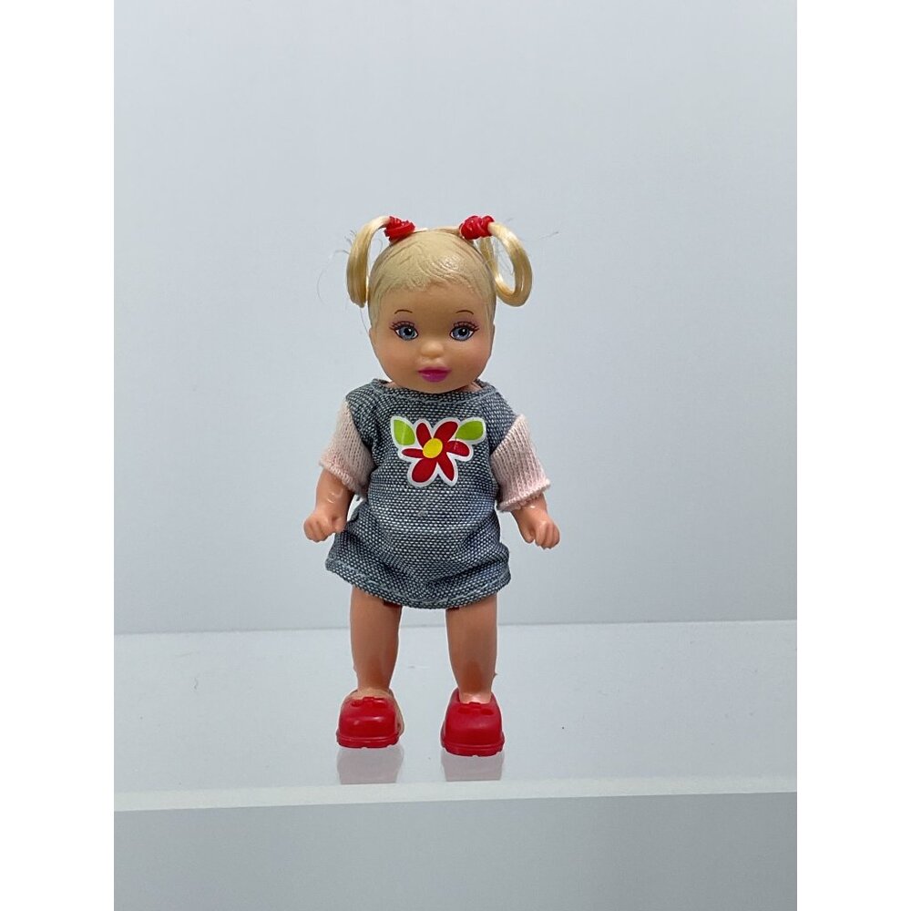 Barbie Happy Family Neighborhood Toddler Nikki Doll With Denim Dress & Red Shoes